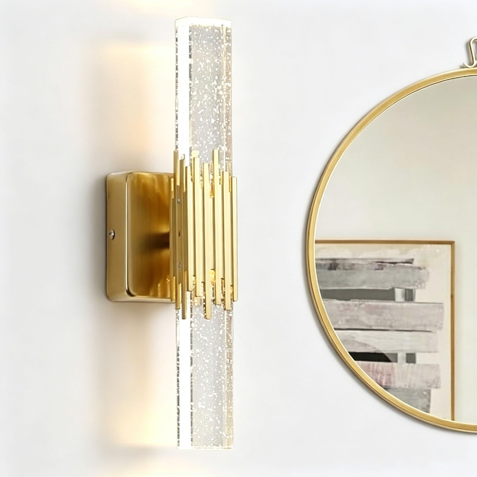 Lampara De Pared Moderna De Cristal De Burbujas Doradas, Lámpara De Apliques De Pared De Cristal LED De 3 Colores, Para Del Pasillo De La Cocina De La Sala De Estar Iluminación Interior