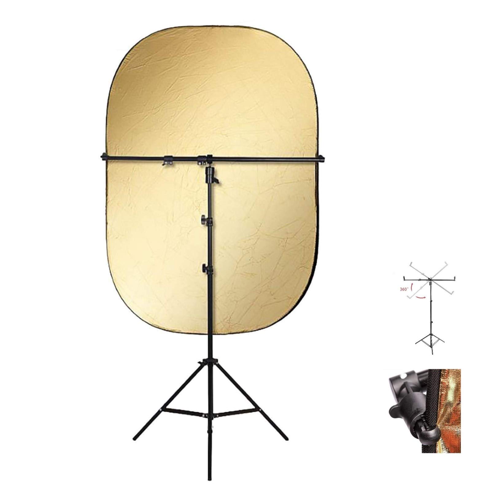 Photo Studio Lighting Reflector and Light Stand Kit, 90x120cm 5in1 Multi-Disc Reflector, 25.5" Light Stand with Metal Telescopic Boom Arm Clamp, 360 Rotate, for Photography Video Background Shooting