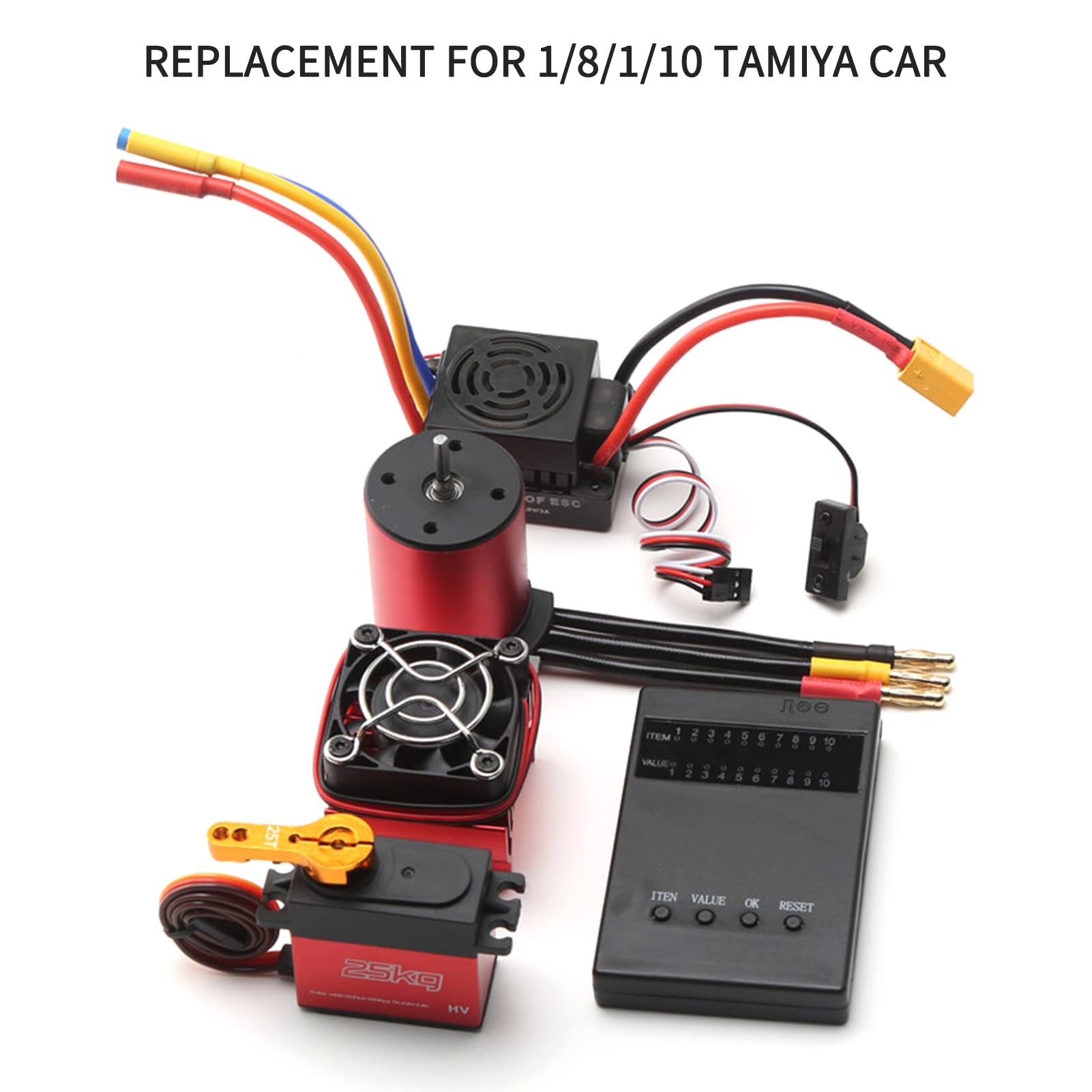 Silnik bezszczotkowy, HUIOP S3650 2300KV bezszczotkowy silnik 60A bezszczotkowy ESC XT60 Plug 25KG Servo Programowanie Karta Radiatora Zamiennik do samochodu 1/8/1/10 RC