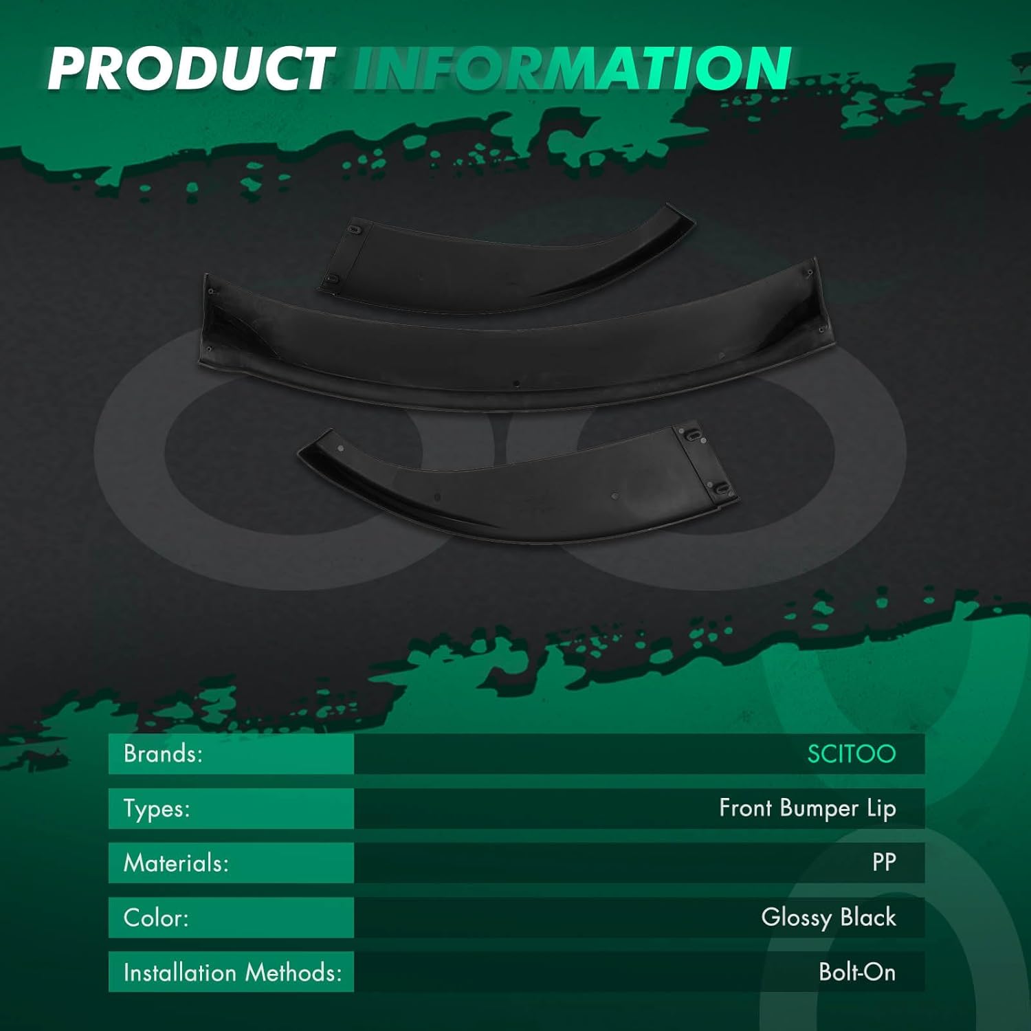 SCITOO Plastic Front Lip Spoiler Fits for 2006-2010 for BMW E60 M5 Glossy Black Front Bumper Lip