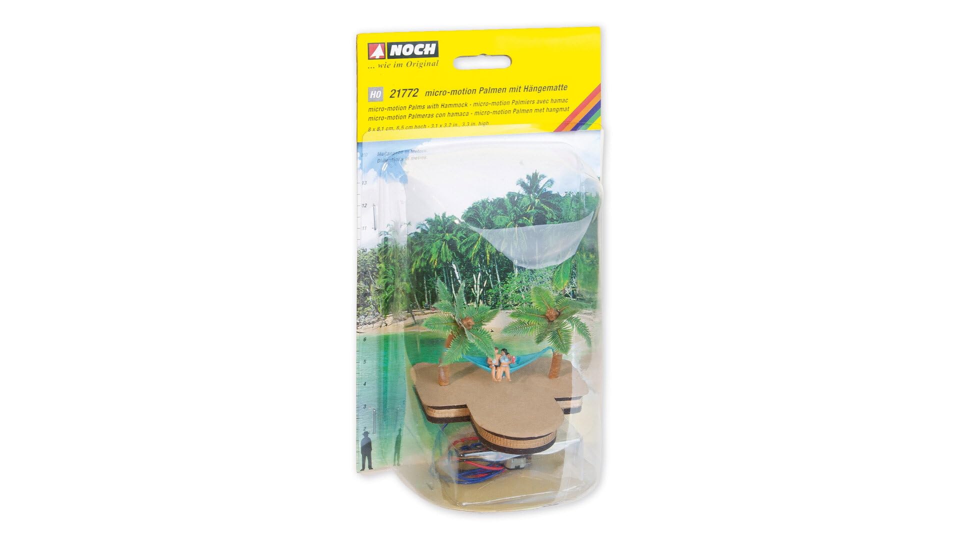 NOCH Micro-Motion Palm Trees with Hammock, Romantic Model with Movable Hammock, 8 x 8 x 8.5 cm for Track H0