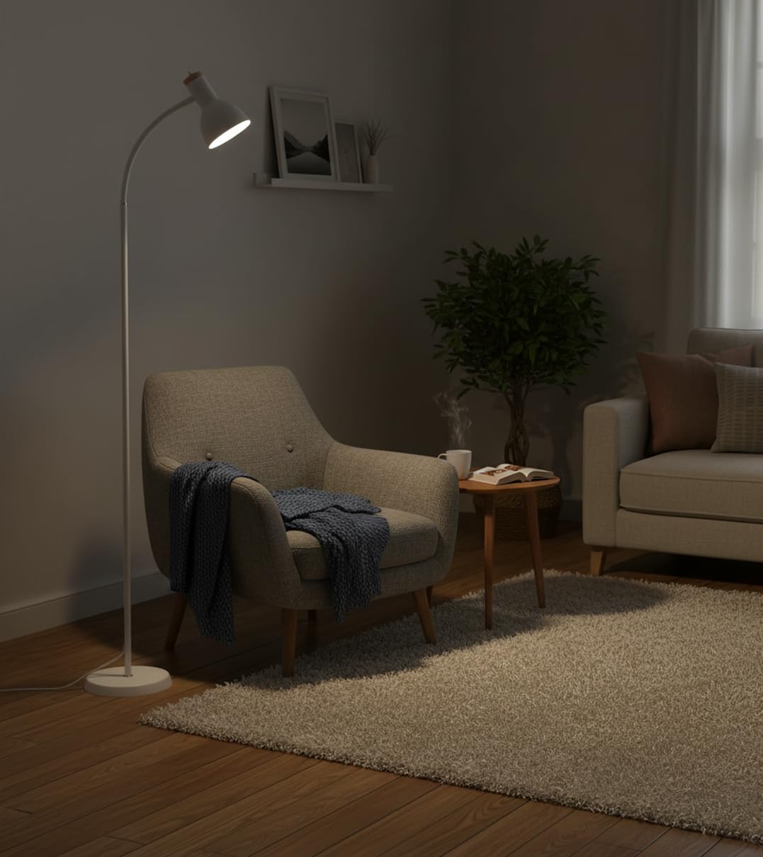 BEL AIR HOME - Lampada da Terra Argos | Piantana Industriale per Soggiorno e Stanza | Design Elegante | 155x22cm, Attacco E-27 (LAMPADINA NON INCLUSA) (BIANCO)