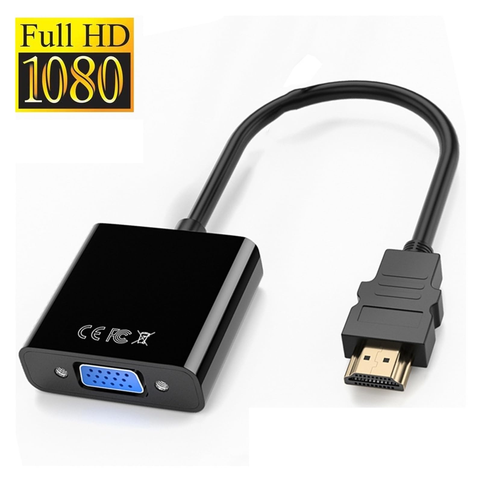 Adaptador HDMI a VGA 1080P chapado en oro para ordenador portátil PC proyector TV (WHITE)