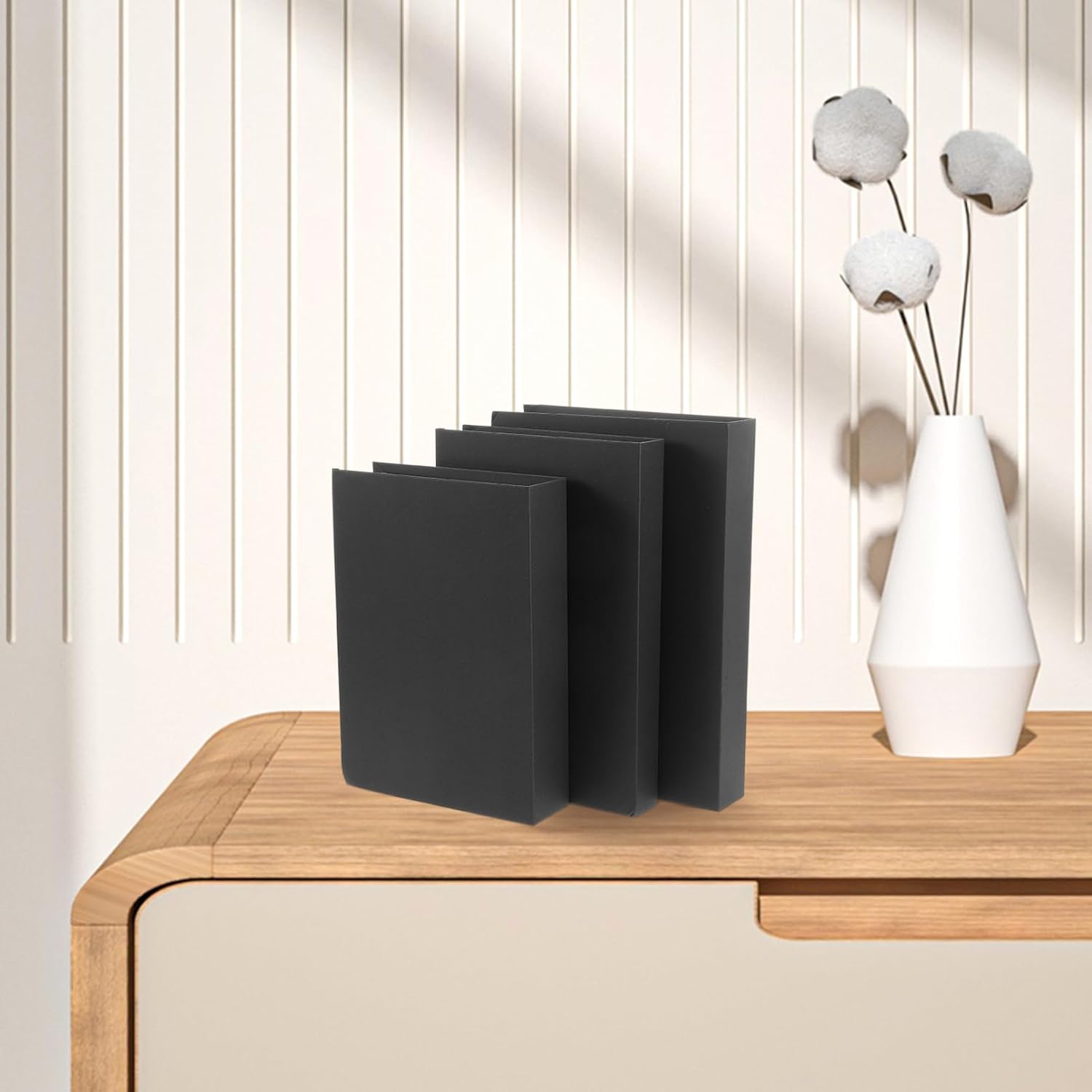 3pcs Decorative Faux Books for Home Decor Black Stacked Book for and Office Aesthetic Unique Design for Stylish Interior Decoration