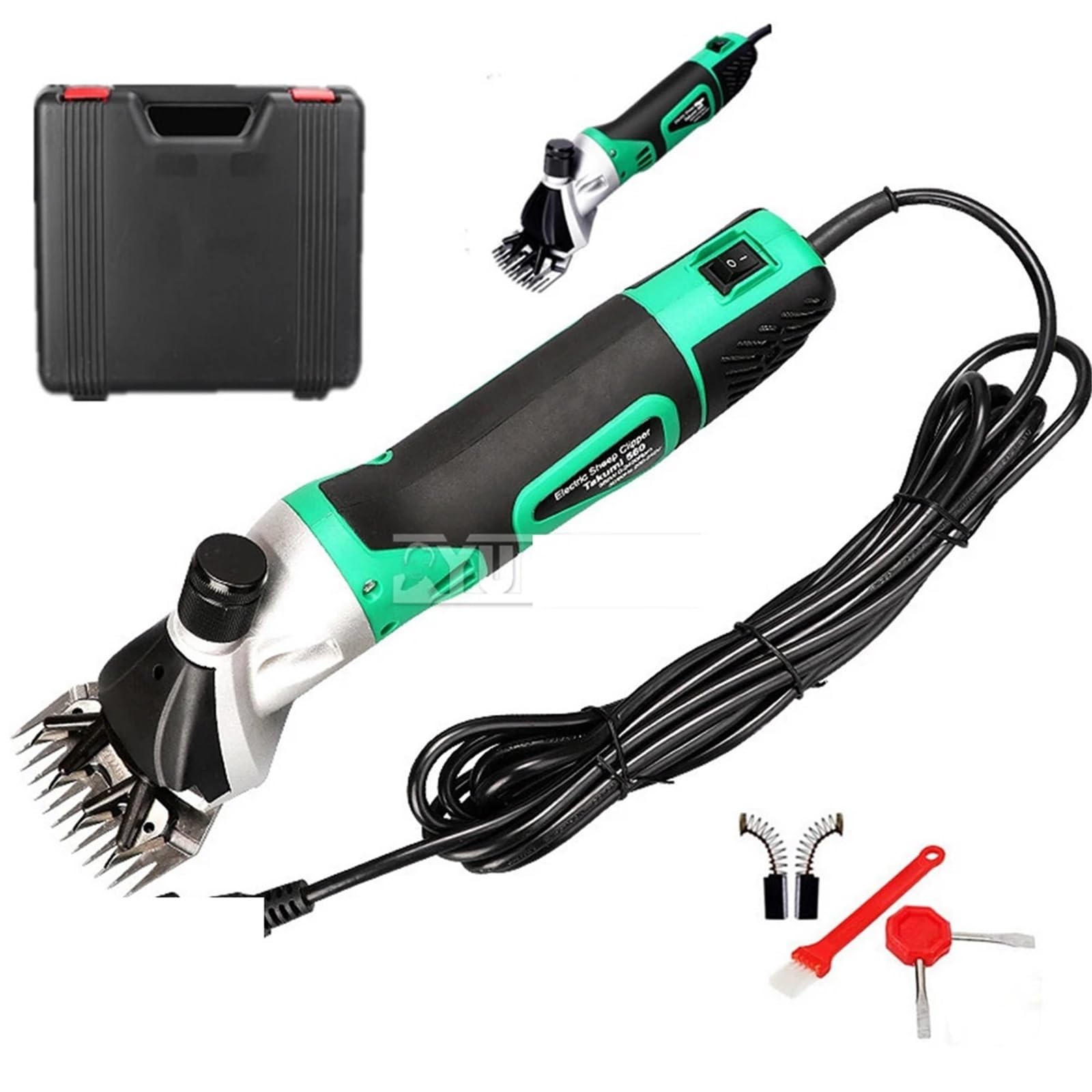 Tijeras eléctricas de lana de 13 dientes, kit for esquilar ovejas y mascotas, tijeras for esquilar cabras y caballos. Instrumento de medición(Green/Black)