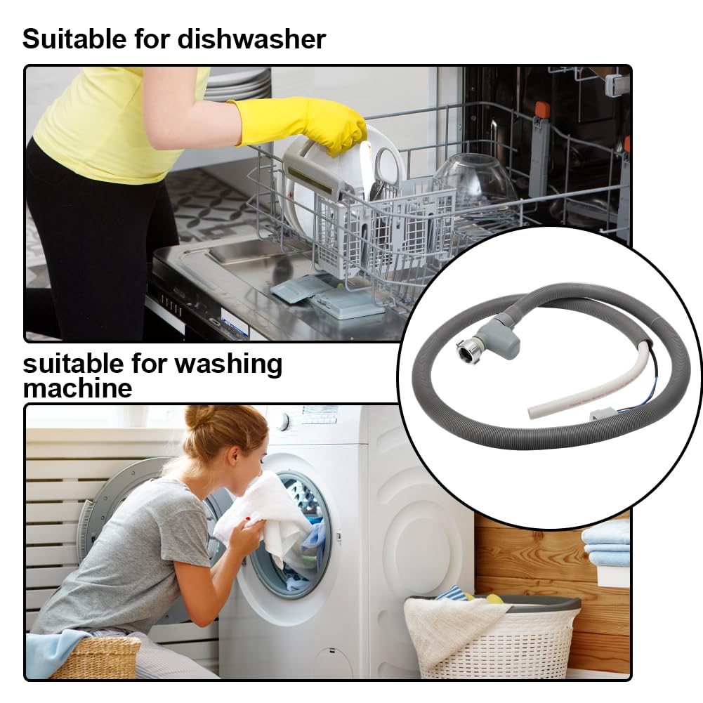Aquastop Manguera de entrada, 1,85 m, universal, para lavadora, lavavajillas, lavavajillas, manguera de extensión multiusos para tubos de desagüe