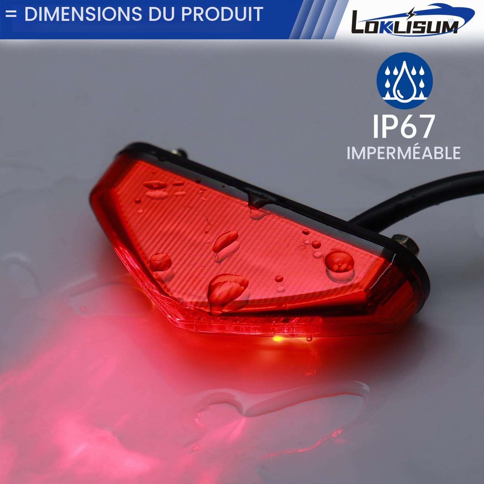 Mini Feu Arrière de Frein de Moto, 12V 9LED E-Approved Arrêt de Moto en Cours D'exécution Feu Arrière Universel pour Motos ATV Dirt Bike Scooter.