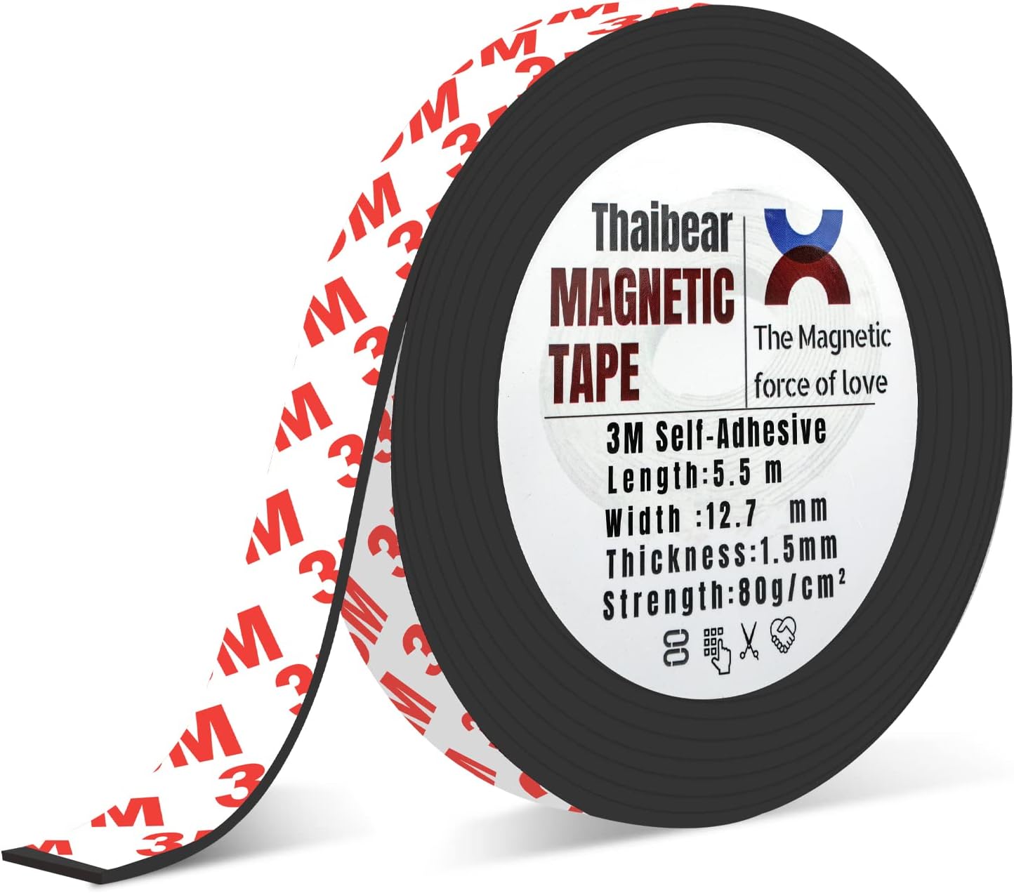 X-bet Magnet Flexible Magnetic Strip - 1/2 inch x 10 Feet Magnetic Tape with Strong Self Adhesive - Perfect Magnetic Roll for Craft and DIY Projects