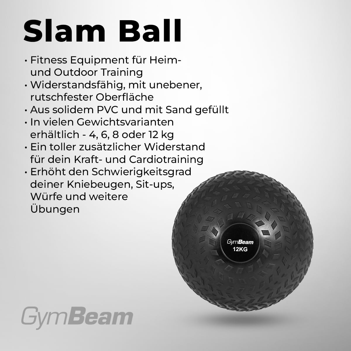GymBeam Slam Ball - Medizinball Gewichtsball für Kraft- und Cardiotraining, ideal für Home Workouts, Robustes PVC mit griffiger Oberfläche, in 4 kg, 6 kg, 8 kg und 12 kg Varianten