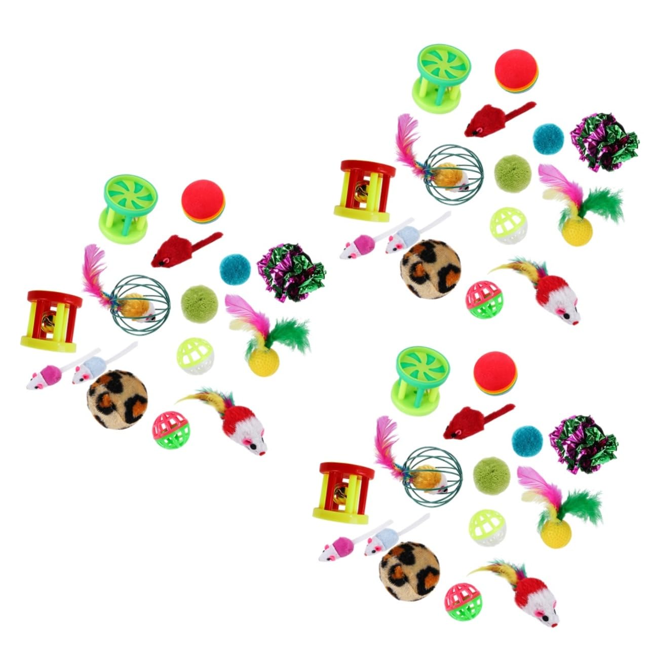 DOITOOL 72pièces Jouets Interactifs pour Chats De Jouets à Plumes Et Boules à Clochettes pour Chats Actifs Et Amusants