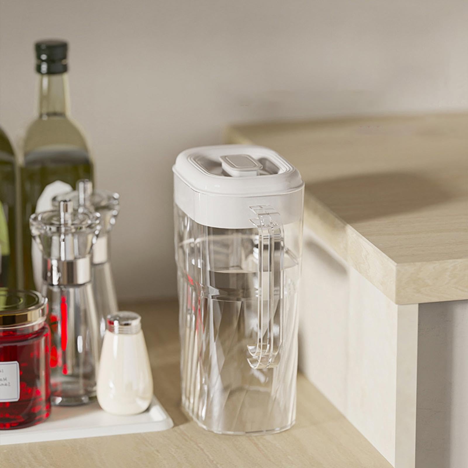 Brocca Per Acqua E Succhi 2L Con Coperchio: Contenitore Frigo In Plastica Alimentare, Resistente Al Freddo E Al Caldo (Rosa/Blu) - 2