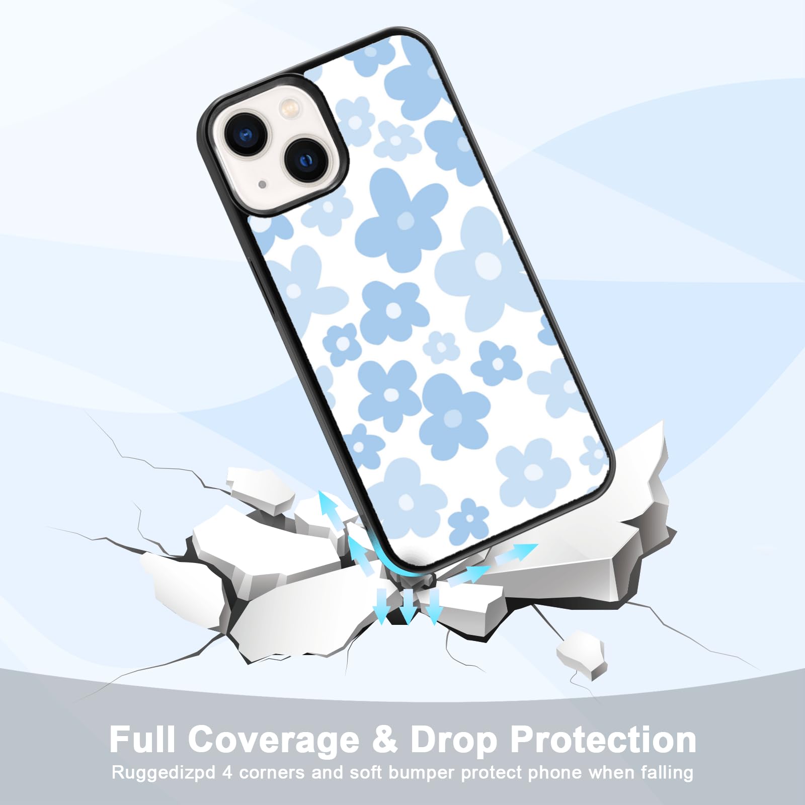 Amazon.com: FANXI Light Blue Flower Phone Case Compatible with
