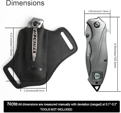 Miniatura 5 de Topstache Cinturón de cuero hecho a mano EDC con bolsillo para hombre, funda plegable para cuchillo plegable de 5 pulgadas, con parte superior
