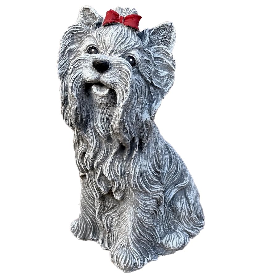 stoneandstyle Steinfigur Yorkshire Terrier, Betonsteinguss, 30 cm hoch, 15 cm breit, 22 cm lang, 5,2 kg