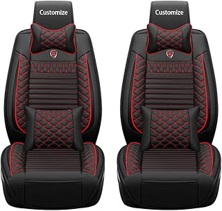 Luxury Waterproof PU Leather Full Seat Cover for Mini Crossover,5 seat Skirt wrap Type seat Cover Black Red(with Backrest ...