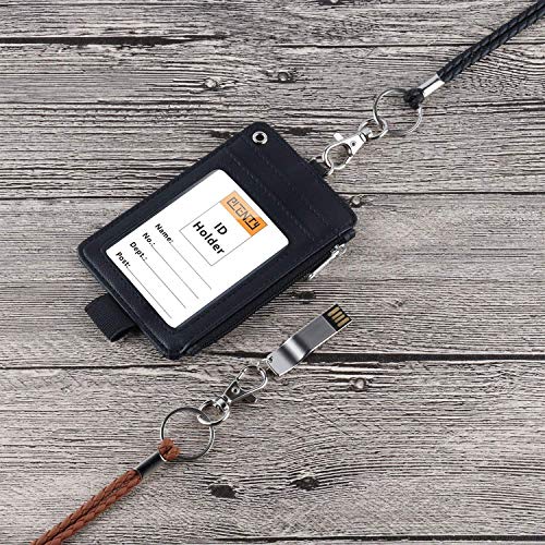 Leather Lanyard, Plenty 2Pcs Handmade 23Inch Strong Office Necklace Lanyard With Clip And Keychain For Keys, Id Badge Holder, Camera, Cell Phone, Ipod Mp3 Mp4, Usb Flash Drive (Black+Brown) #TOP1