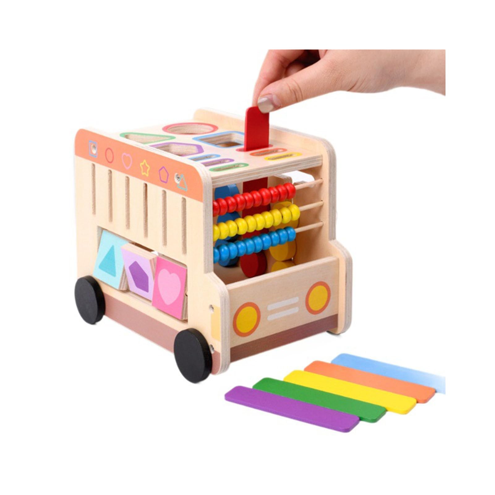 Holz-Formen-Sortierbus-Spielzeug, Abakus-Perlen-Block-Sortierauto