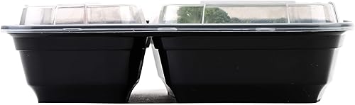 Miniatura 2 de EcoQuality Contenedores de preparación de comidas [paquete de 75] [38oz] 2 compartimentos con tapas, caja Bento reutilizable, recipientes de