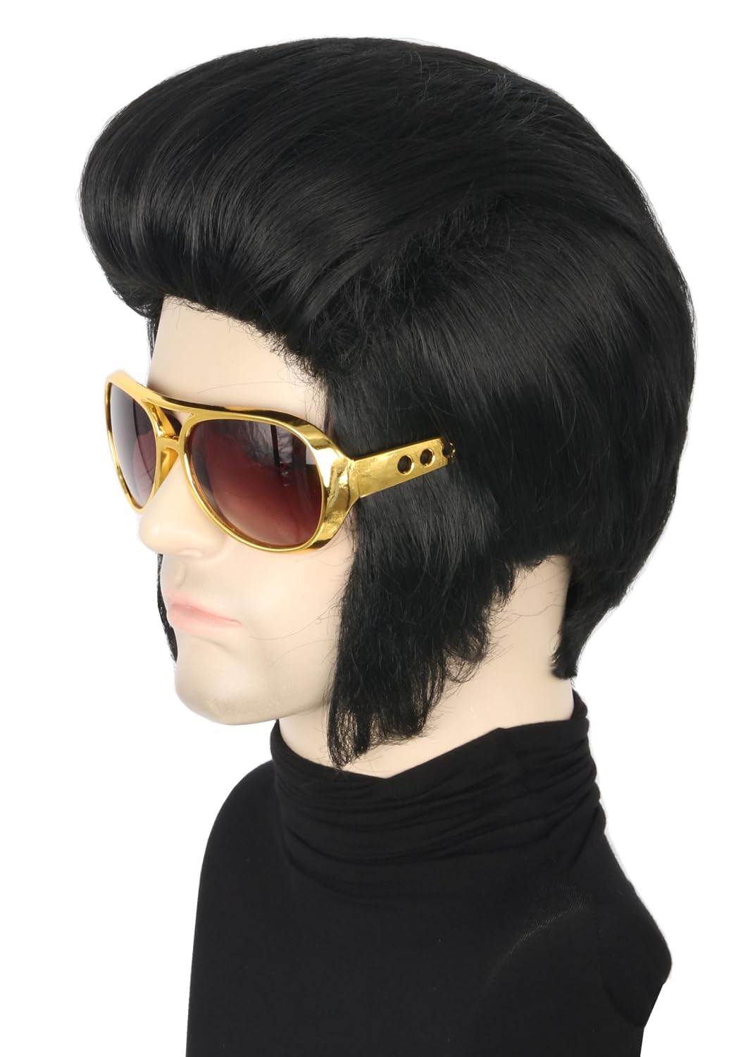 Men Wig and Glasses Black Short Wigs Cosplay Halloween Costumes Wig Funny Man Wigs