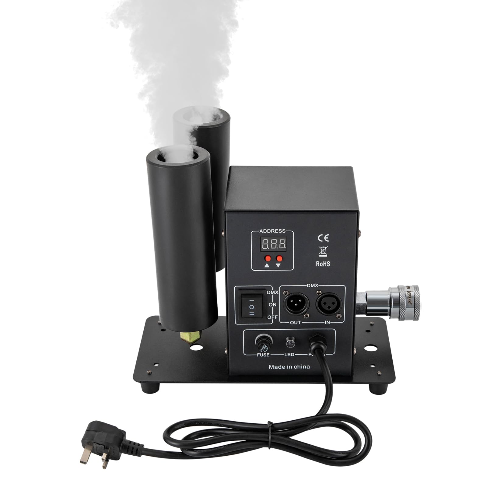 Fog Machine, 200W Smoke Machine with Indicator Light and Display, CO₂ Air Column Machine, D-M-X512 and Power Supply Control, for Ice Rinks, Light Parties, Discos