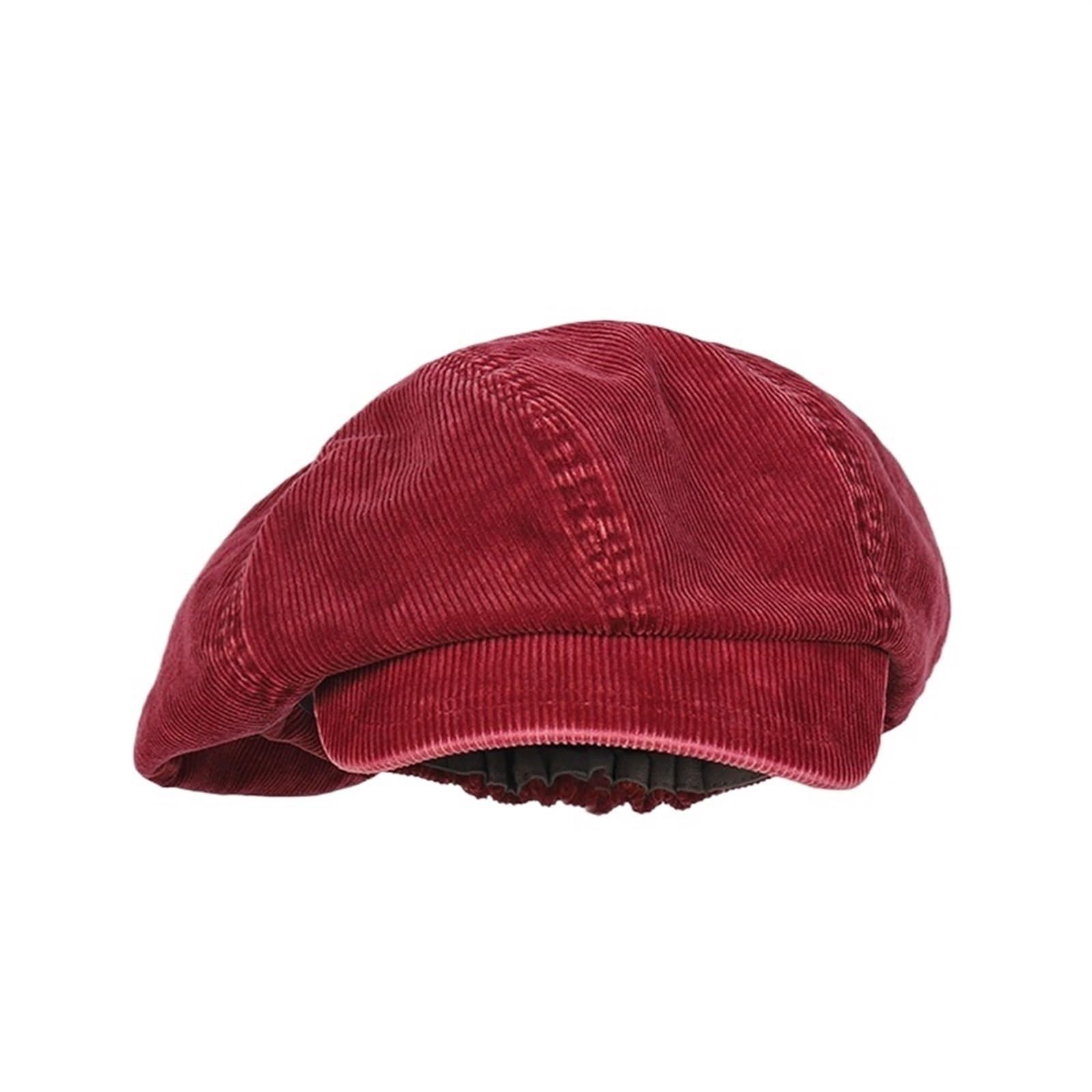 Casquette Gavroche en Velours Côtelé for Hommes/Femmes Vintage Unisexe Paperboy Peintre Béret Casquette Slouchy Béret Casquette Gavroche Chapeau(Retro Red)