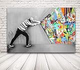 Faicai Art Banksy Graffiti Street Art Peinture sur toile Art mural Batman Pop Art Poster Décoration de maison moderne Chambre d'enfant Contemporain 24'x36' Audrey Hepburn-2