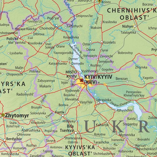 Miniatura 2 de Ucrania - Mapa de pared laminado de 36" x 24"