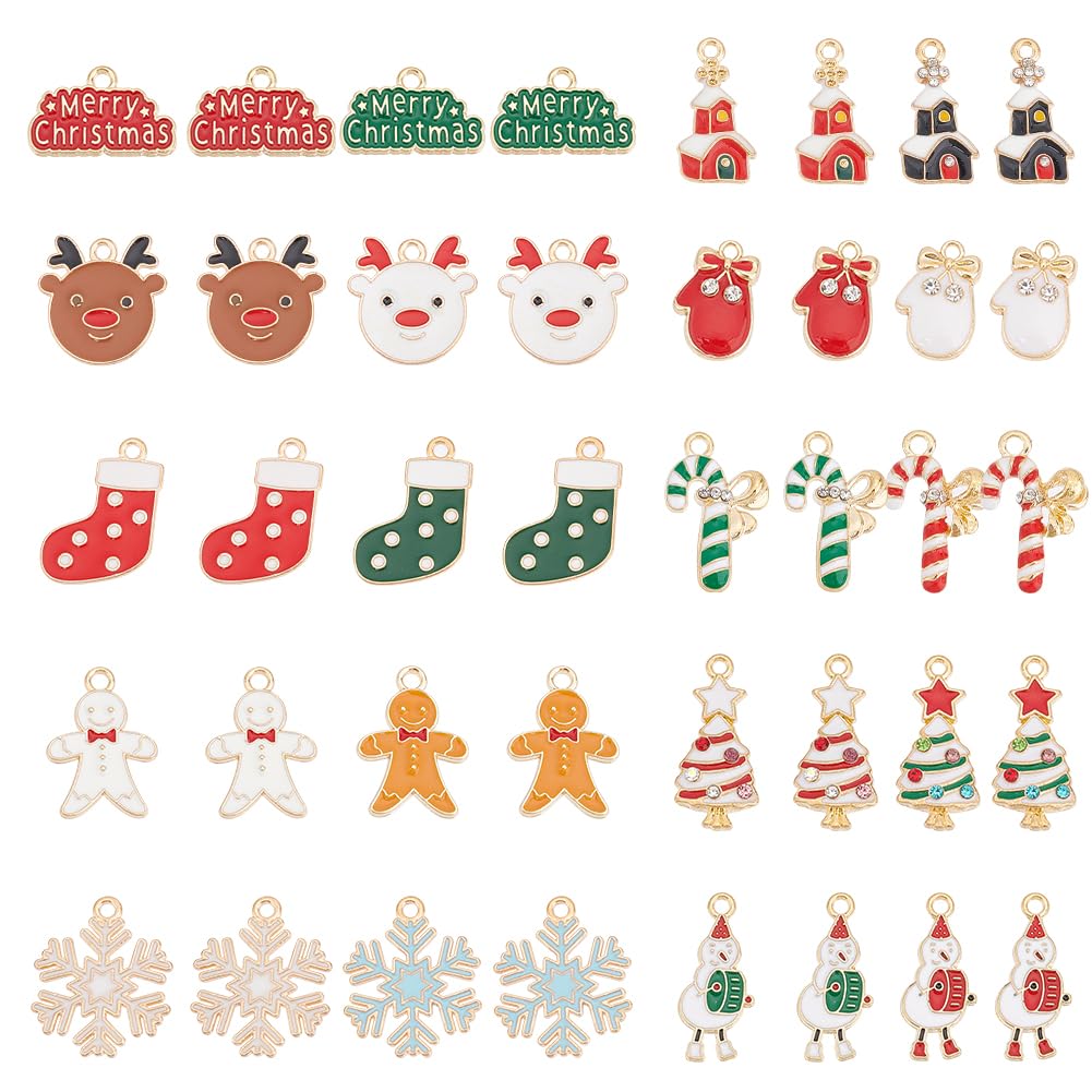 Amazon | SUNNYCLUE 40個10種 クリスマス チャーム クリスマスツリー 