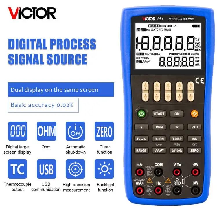 YuqiaoTime Victor 11+ Current and Voltage Professional Multifunction Process Calibrator Process Signal Source, 0.02%(Victor 11+)
