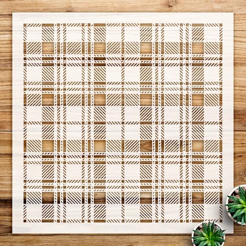 Black Watch Plaid Stencil Pattern for Wood Signs and Home Decor, Reusable Mylar Template for Family Dining Room Painting and Craft Projects - Size A2 (16.5