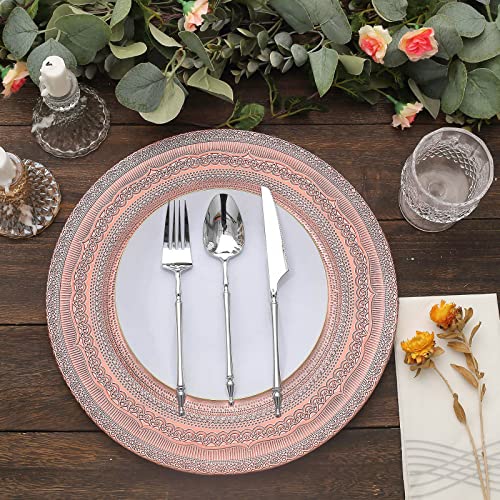 6 Platos Cargadores 13" Acrílico Oro Rosa miniatura 2