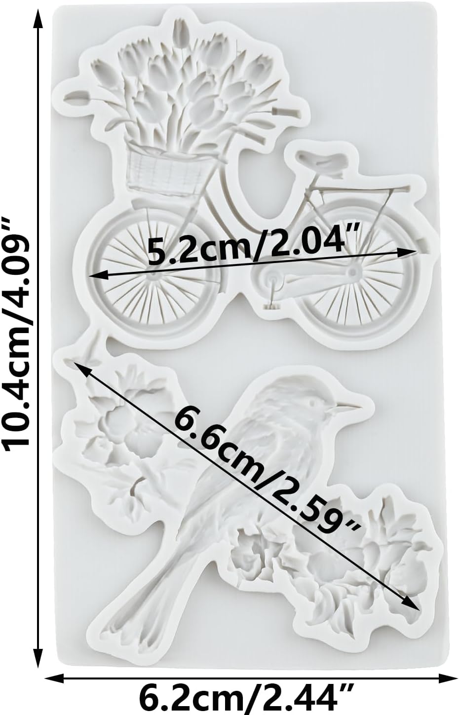 Bird Silicone Mold Bird Flower Bicycle Polymer Clay Molds