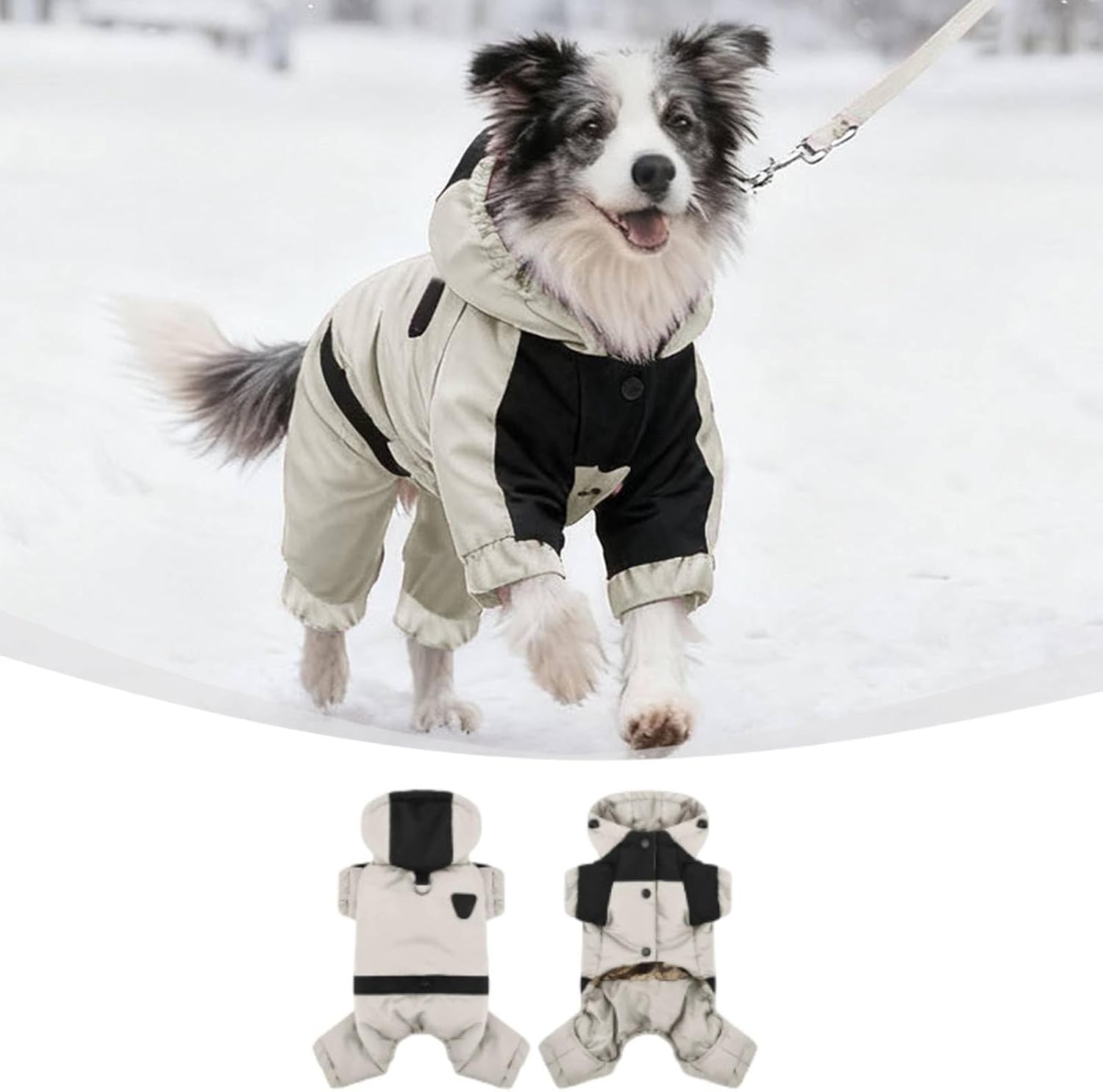 Warm Dog Coat with Hood,Dog Winter Coat 4 Legs Covered Waterproof Snowproof Winter Snowsuit for Puppy Adjustable Thermal Warm Snowsuit for Cold Weather Full Body Jacket (Gray, 3XL)