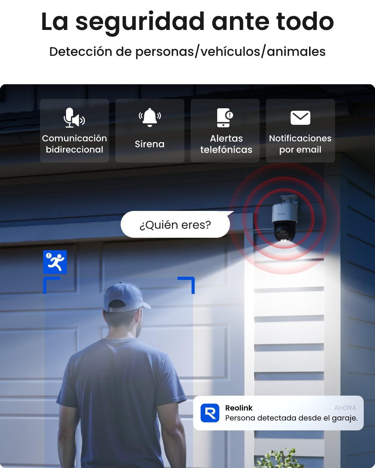 Reolink 4K 8MP PTZ Camara Vigilancia PoE Doble Lente con Zoom Híbrido 6X, 355° Pan y 90° Tilt, Color Visión Nocturna, Detección Inteligente, Seguimiento Automático, Audio Bidireccional, TrackMix PoE