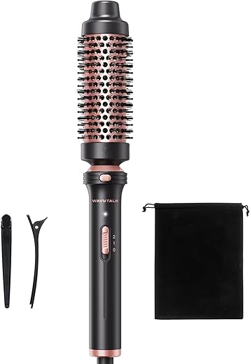 Wavytalk Thermal Brush, 1 1/2 inch Heated Round Brush with Detachable Head, Velvet Pouch and Dual Voltage for Travel, Easy to Create Blowout Look,...