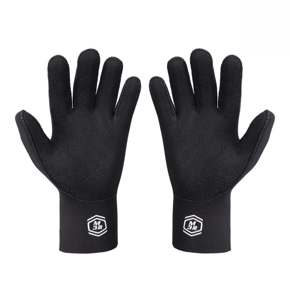 Guantes de buceo de neopreno de 3 mm para protección contra el frío, palma antideslizante, resistente a la abrasión, elásticos, para buceo, surf, color negro
