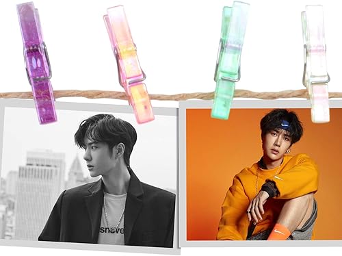 Miniatura 7 de Mini clips de plástico, 50 piezas de clips de fotos de plástico de colores, pinzas de papel para manualidades, 1.4 x 0.2 x 0.3 in