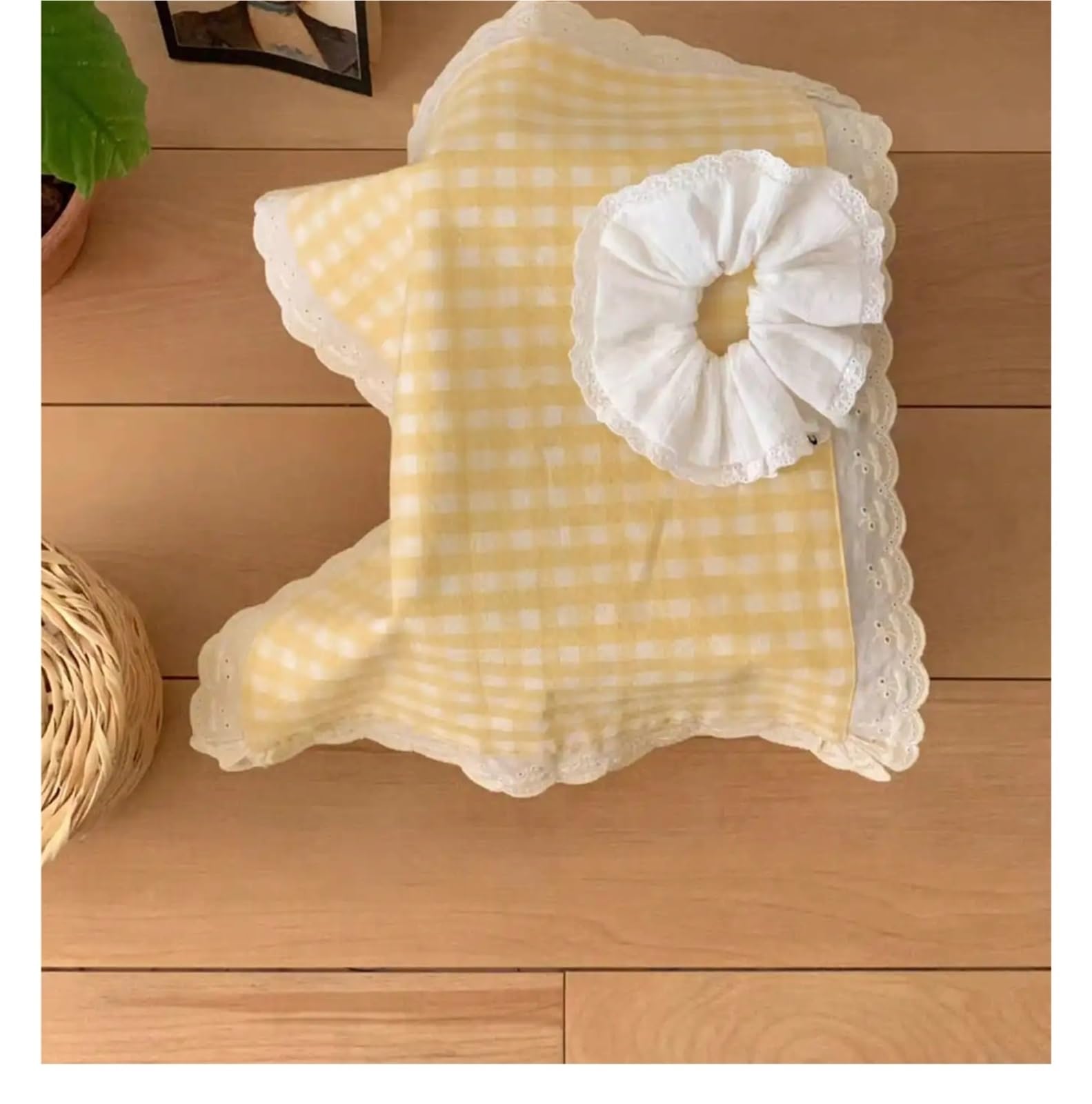 Tovagliette Americane Lavabili Tovaglietta in pizzo a quadretti giallo bianco 35*45 cm Decorazioni for la tavola carine for la cucina Sala da pranzo Tovagliolo for feste for la colazione(6pcs yellow)