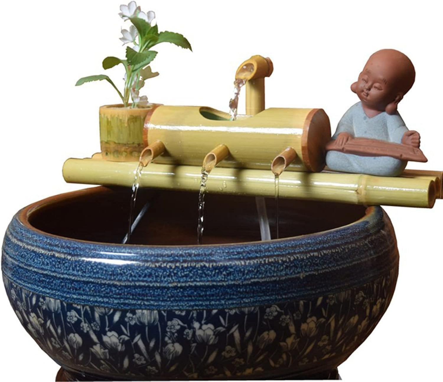 Water Feature Pump Zen Garden Indoor Water Features Bamboo Fountain, Bamboo Brings Tranquility to Busy Working Space,50cm