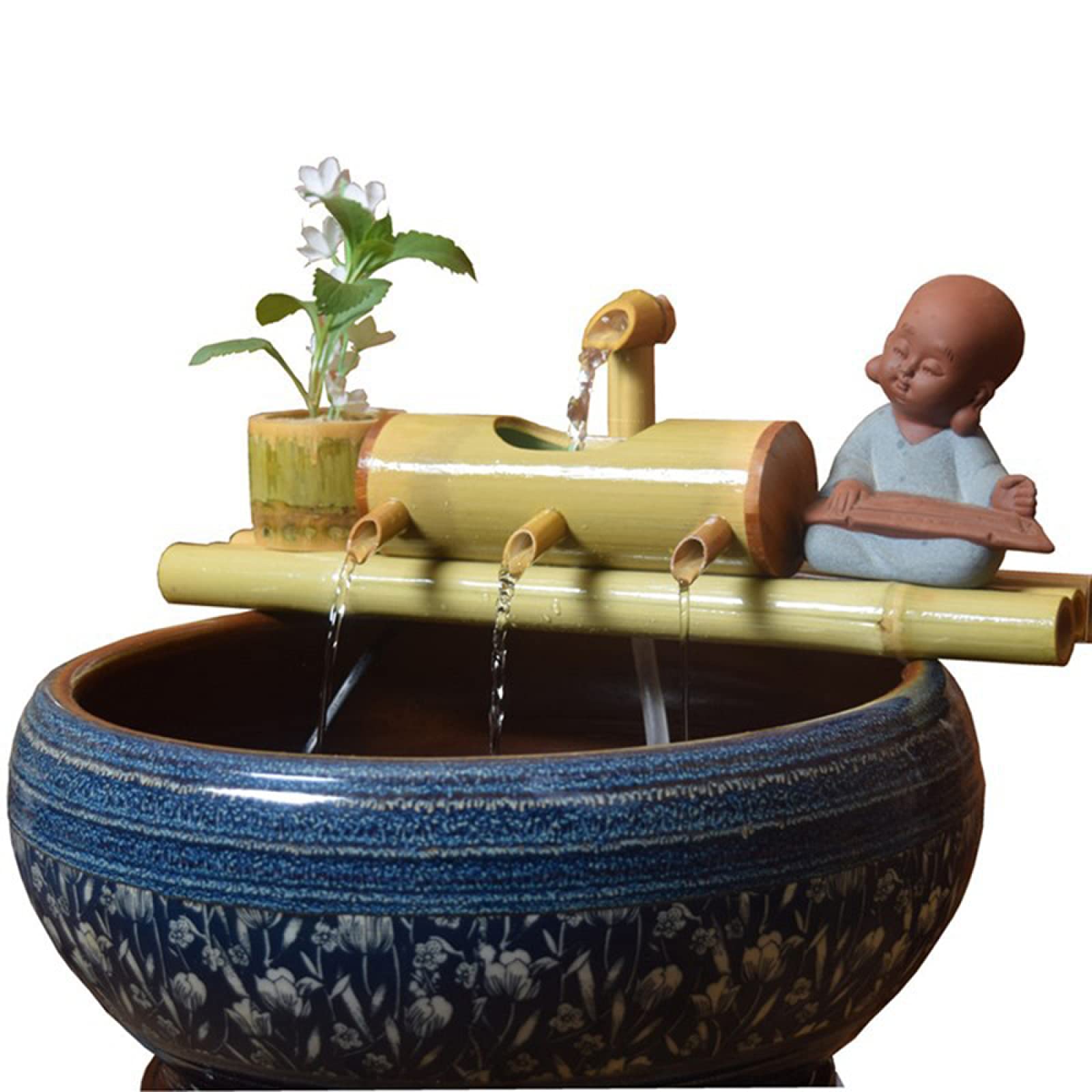 asdchZen Water Feature Pump Zen Garden Indoor Water Features Bamboo Fountain, Bamboo Brings Tranquility To Busy Working Space,50Cm,35cm