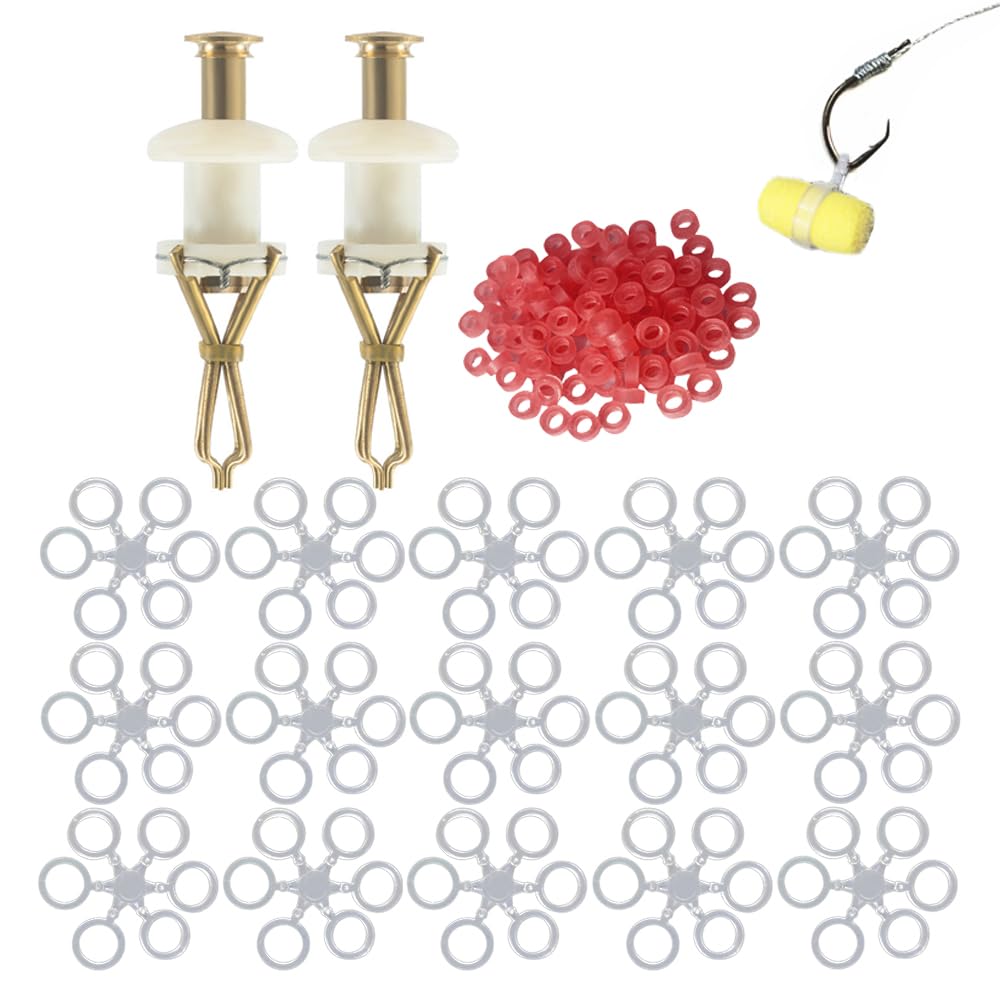 Pellet-Köder-Bands 2 Stück Köder Clip Micro Köder Ringe Elastische mit 300 Ringen Pelletband Köderbanderole Bänder für Karpfenangeln Pellet Köderbänder für Fixierung von Köder