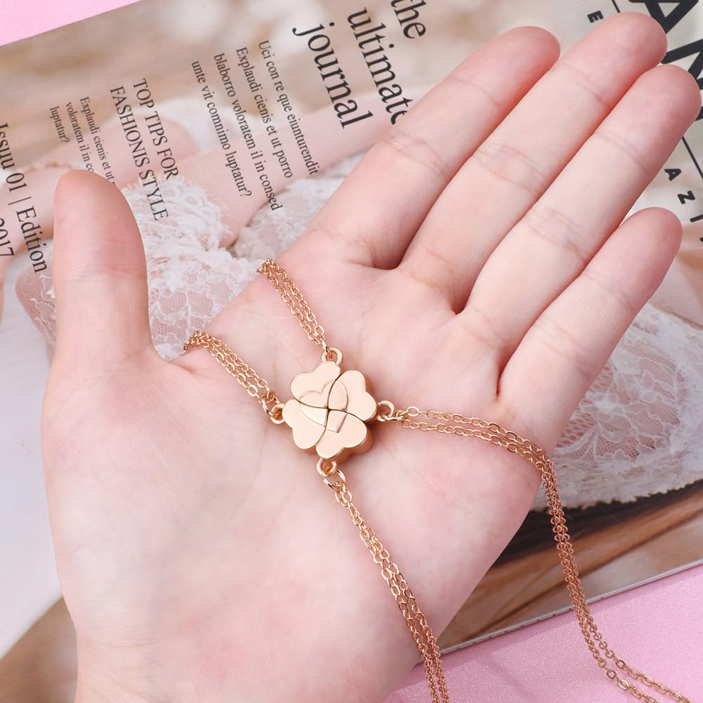 Freundschaftsketten für 4, 4 Pcs Beste Freund Halsketten BFF Halskette für 4 Mädchen Passend Vier Blatt Klee Anhänger Schwester Halskette für Frauen Graduierung Geburtstag
