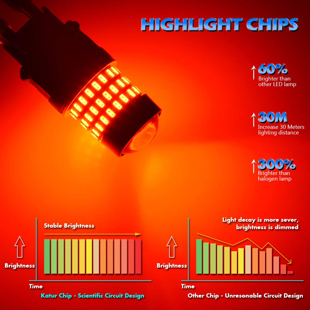 KATUR 1157 BAY15D 1016 1034 7528 żarówka LED 900 lumenów 3014 78SMD żarówki LED do kierunkowskazu hamowania, cofania cofania, lampa światła cofania, błyszcząca czerwień (opakowanie 10 szt.)