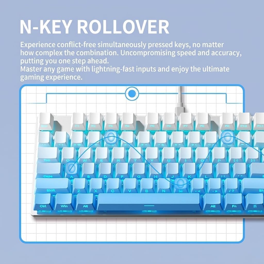 HP GK400F RGB Mechanical Keyboard, Wired 104-Key Full Size Keyboard with Brown Switches, Metal Frame, for PC and Laptop, Silver