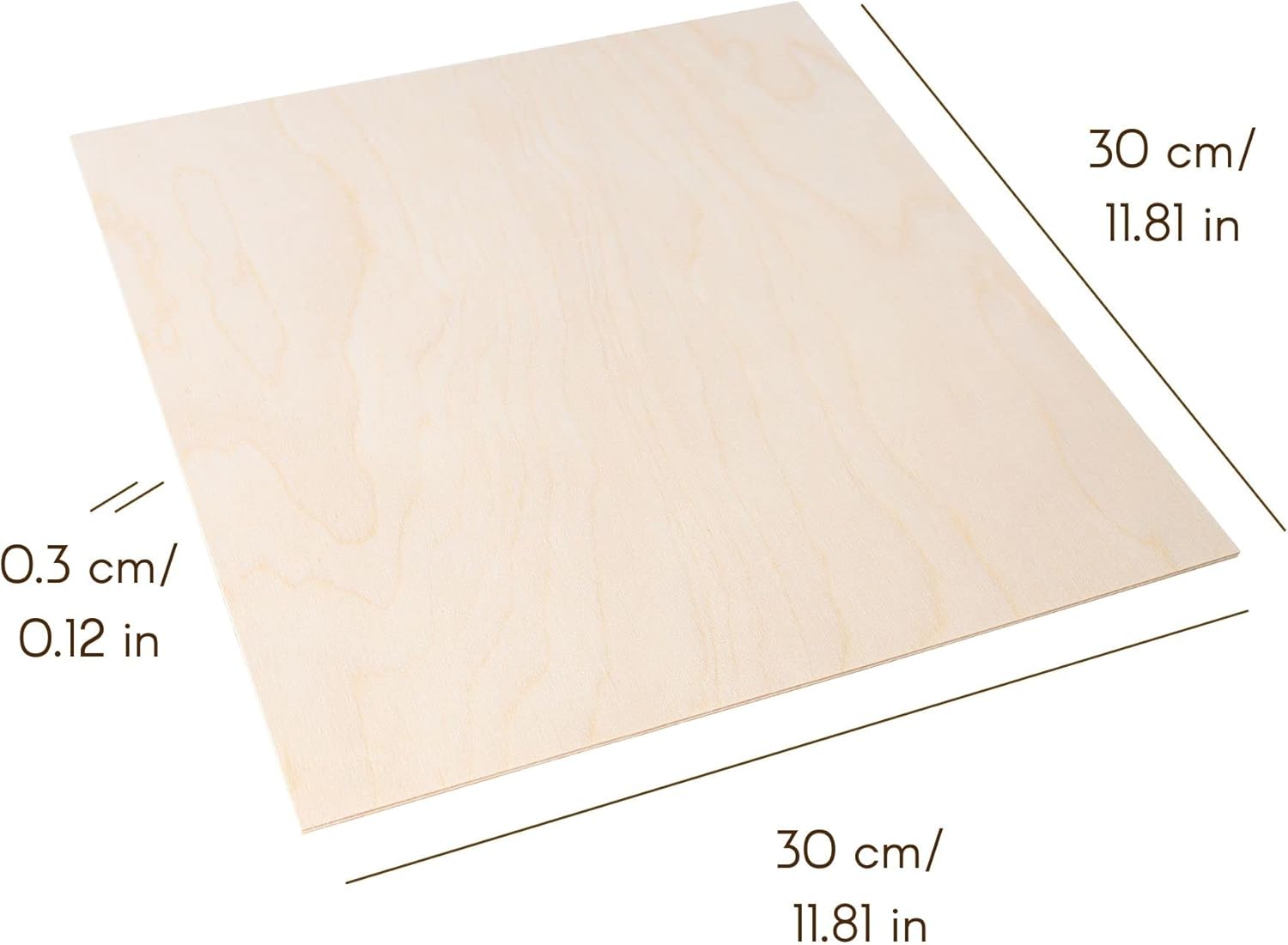 Creative Deco 10 x Square Plywood Sheets | 12 x 12 | 0.11 Thickness | B/BB Grade Baltic Birch Wood Ply Unfinished | Perfect for Projects, Crafts, Painting, Laser CNC Cutting Craft Burning