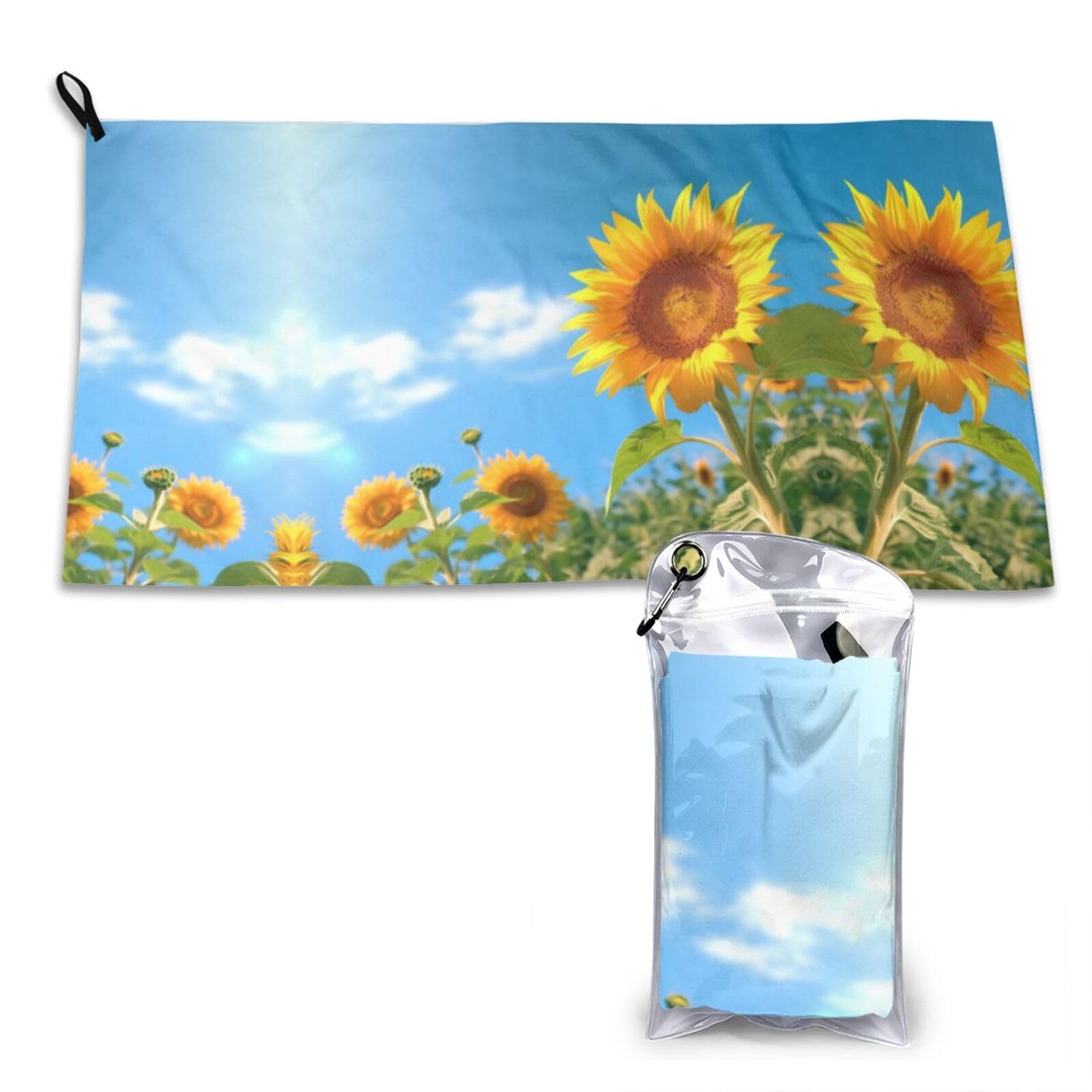 Sunflowers On Blue Print Cooling Towel, Gym Towel,Cooling Towels For Neck, Soft Breathable Travel Cool Towel,Sports Towels For Gym,Camping
