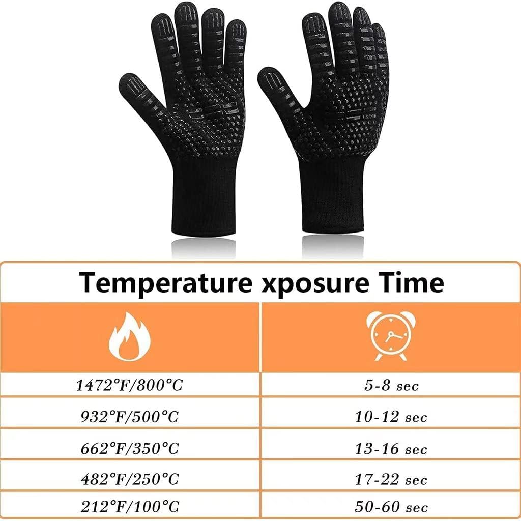 BBQ Gloves, Heat Resistant Silicone Gloves, Heat Resistant to 800°C Cooking Gloves for Cooking, Grilling, Baking, 1 Pair (red)