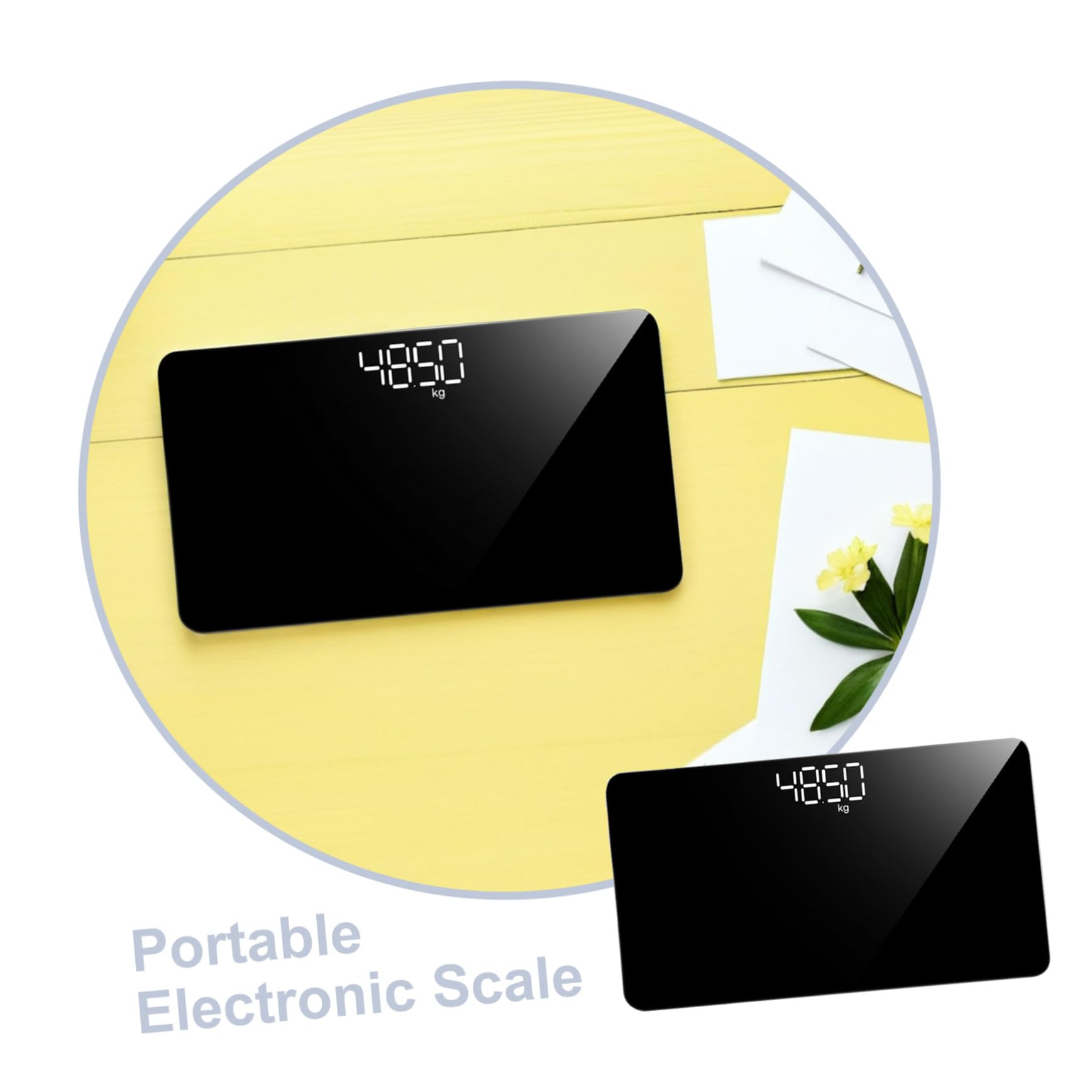 Báscula Portátil Recargable para Peso Corporal 4 Sensores de Alta Precisión, Mini Báscula de Viaje Superficie Espejo para Uso en Hogar y Viajes