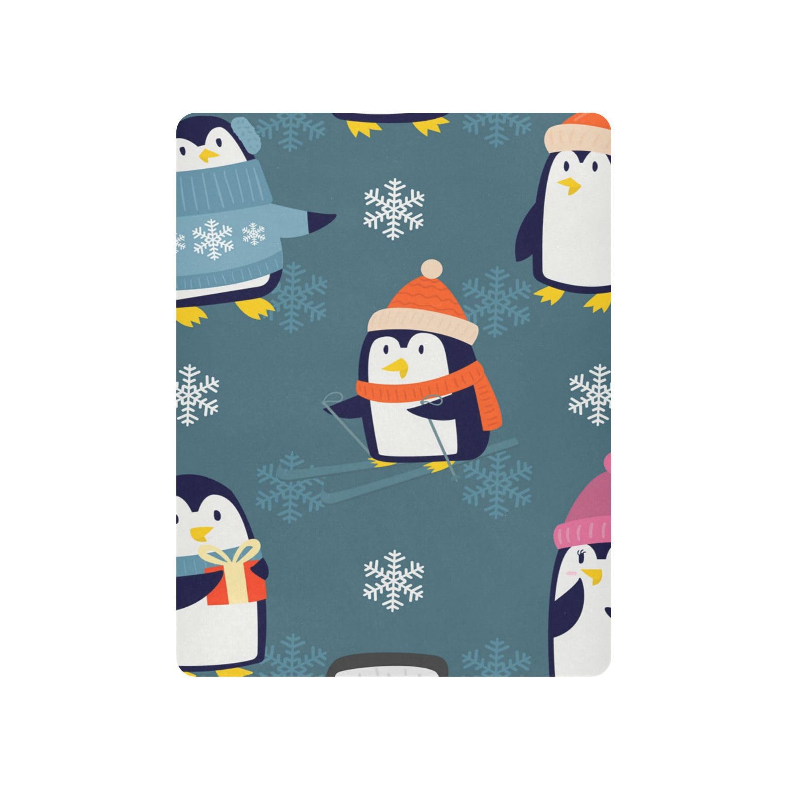Moudou Christmas Penguin Playard Sheet for Boy Girls, Soft Breathable Fitted Toddler Sheet for Standard Playard Bed Mattress, 39 x 27 x 5 Inch
