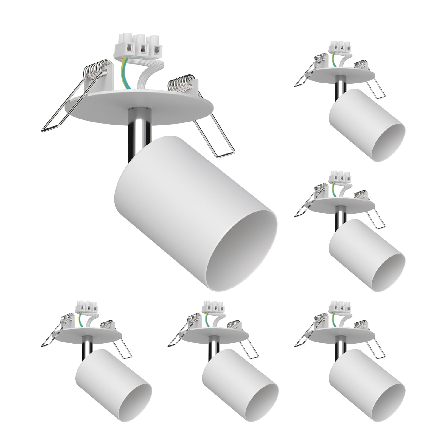 ledscom.de 6x plafón empotrable WAIKA, orientable, blanco mate, redondo, 80mm Ø, 1x GU10 máx. 15W